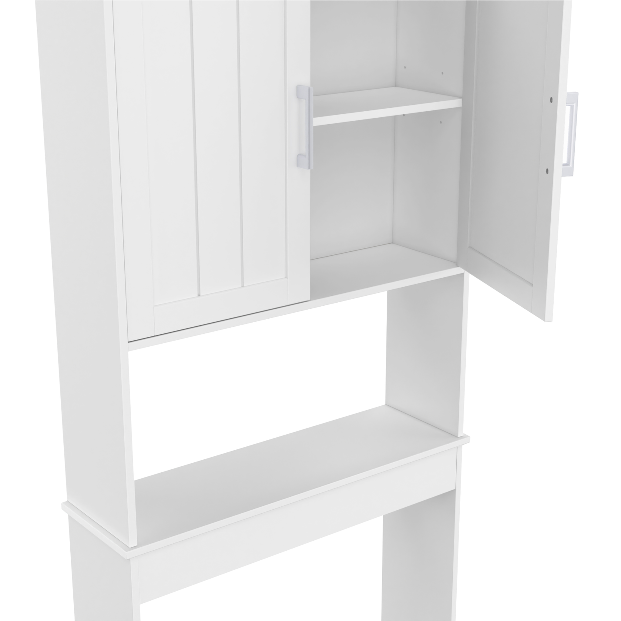 Voir la diapositive 6 : ID MARKET Meuble étagère dessus wc waldo placard bois blanc