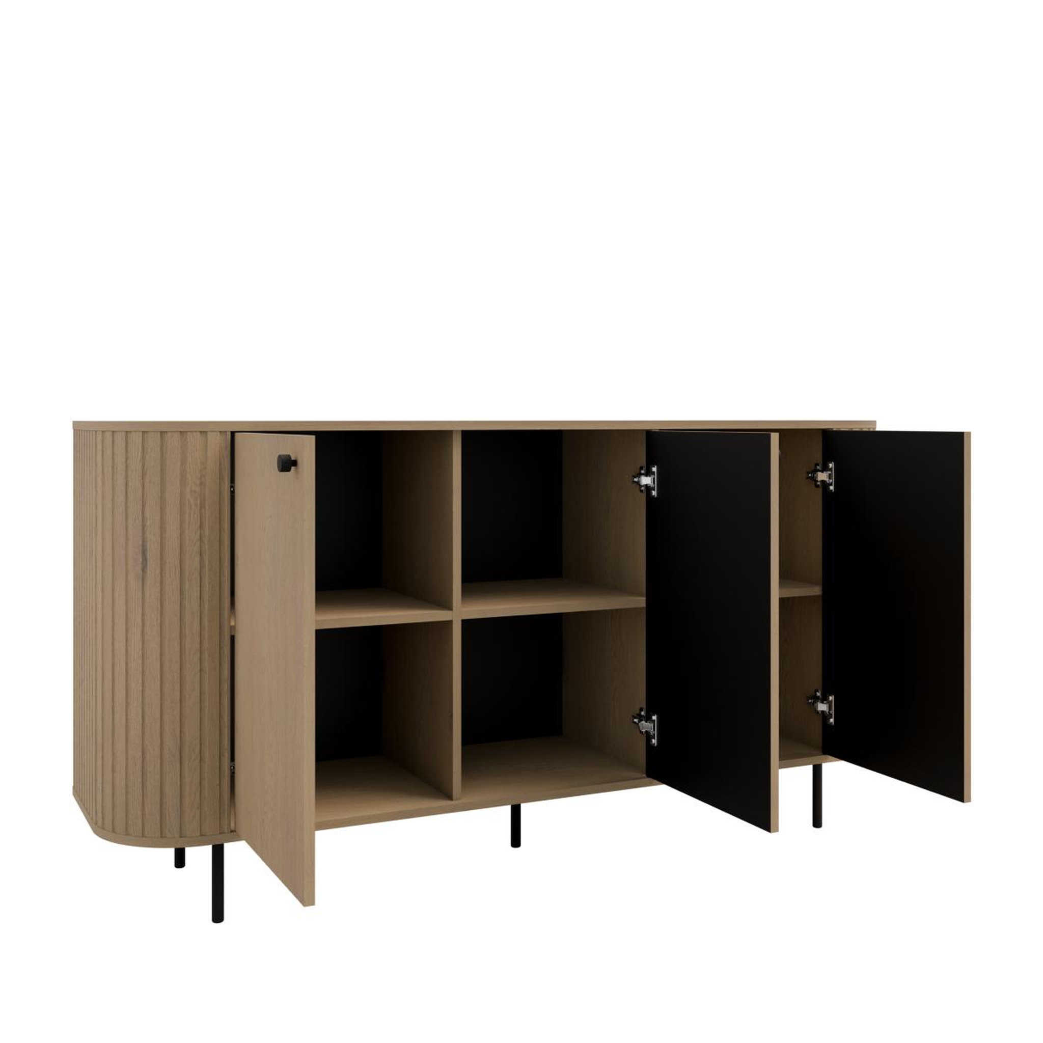 Voir la diapositive 4 : JLC KREATION Buffet bas moderne arrondi couleur bois 165cm lilio