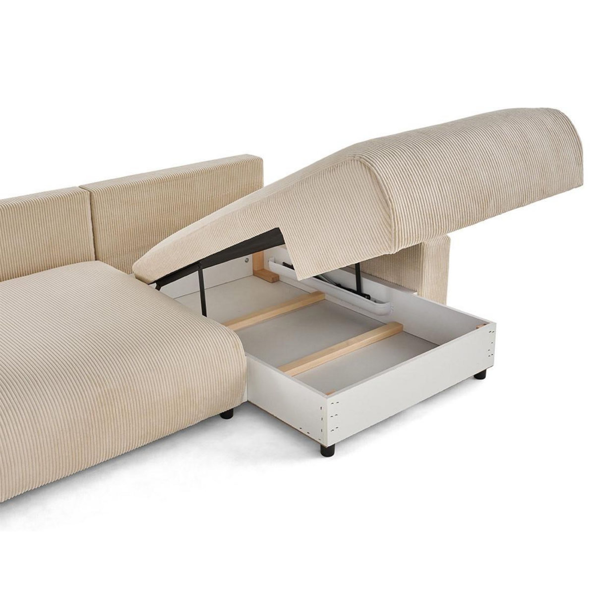 LISA DESIGN Pivoine - canapé d'angle 4 places réversible convertible avec 2 coffres en velours côtelé