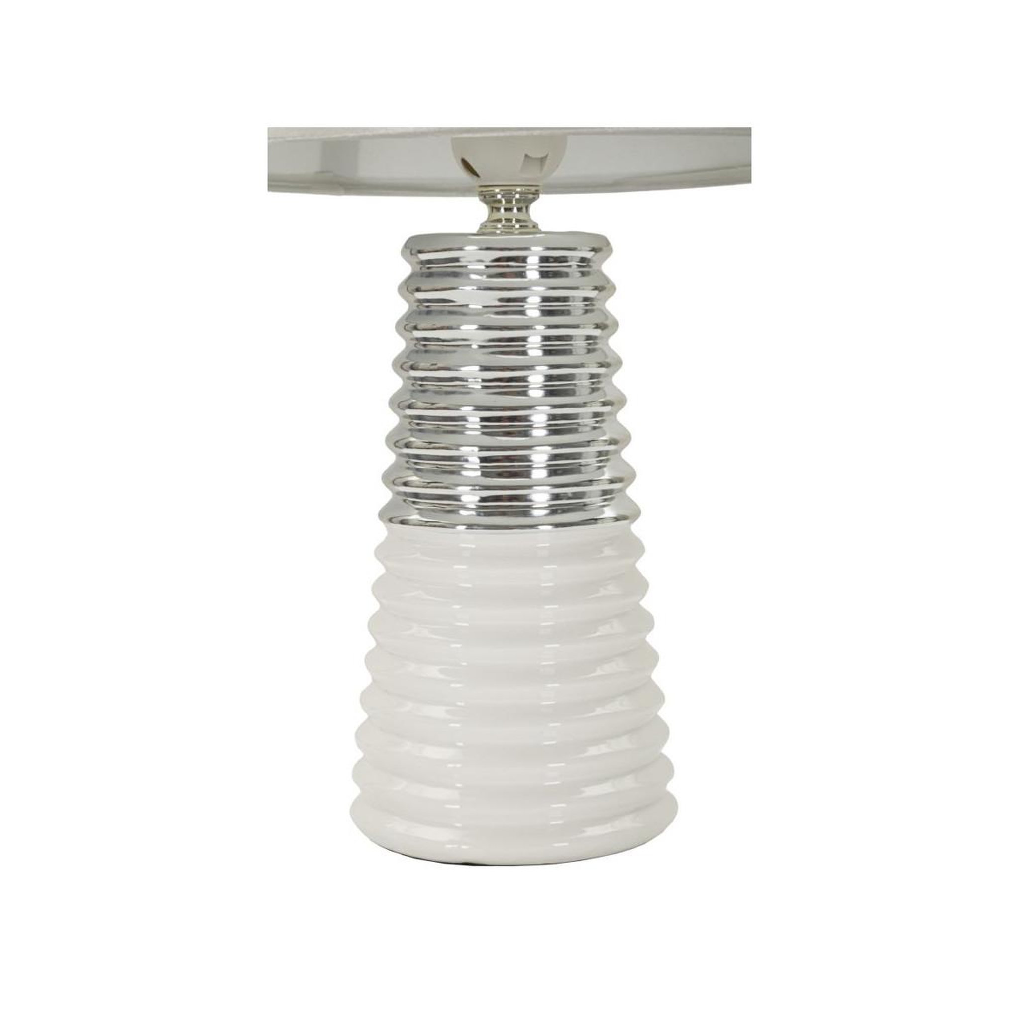 Voir la diapositive 2 : Paris Prix Lampe à poser en céramique  candela  41cm argent & blanc