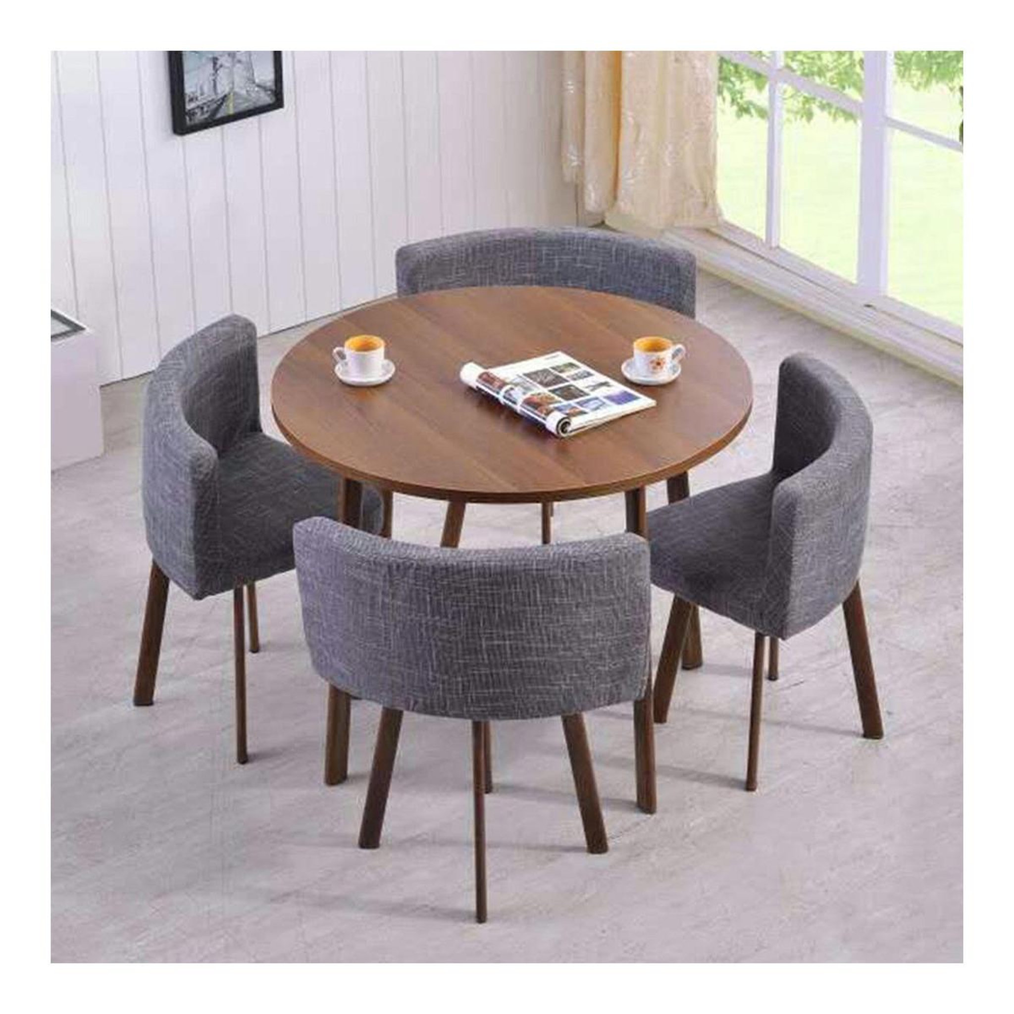 Voir la diapositive 2 : Paris Prix Table de Repas & 4 Chaises  Sia  90cm Naturel & Gris