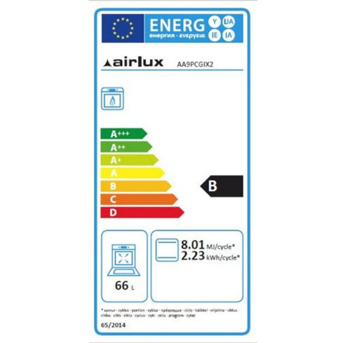 Airlux Piano de cuisson Airlux AA9PCGIX2 Butamax 90cm Gaz noir inox