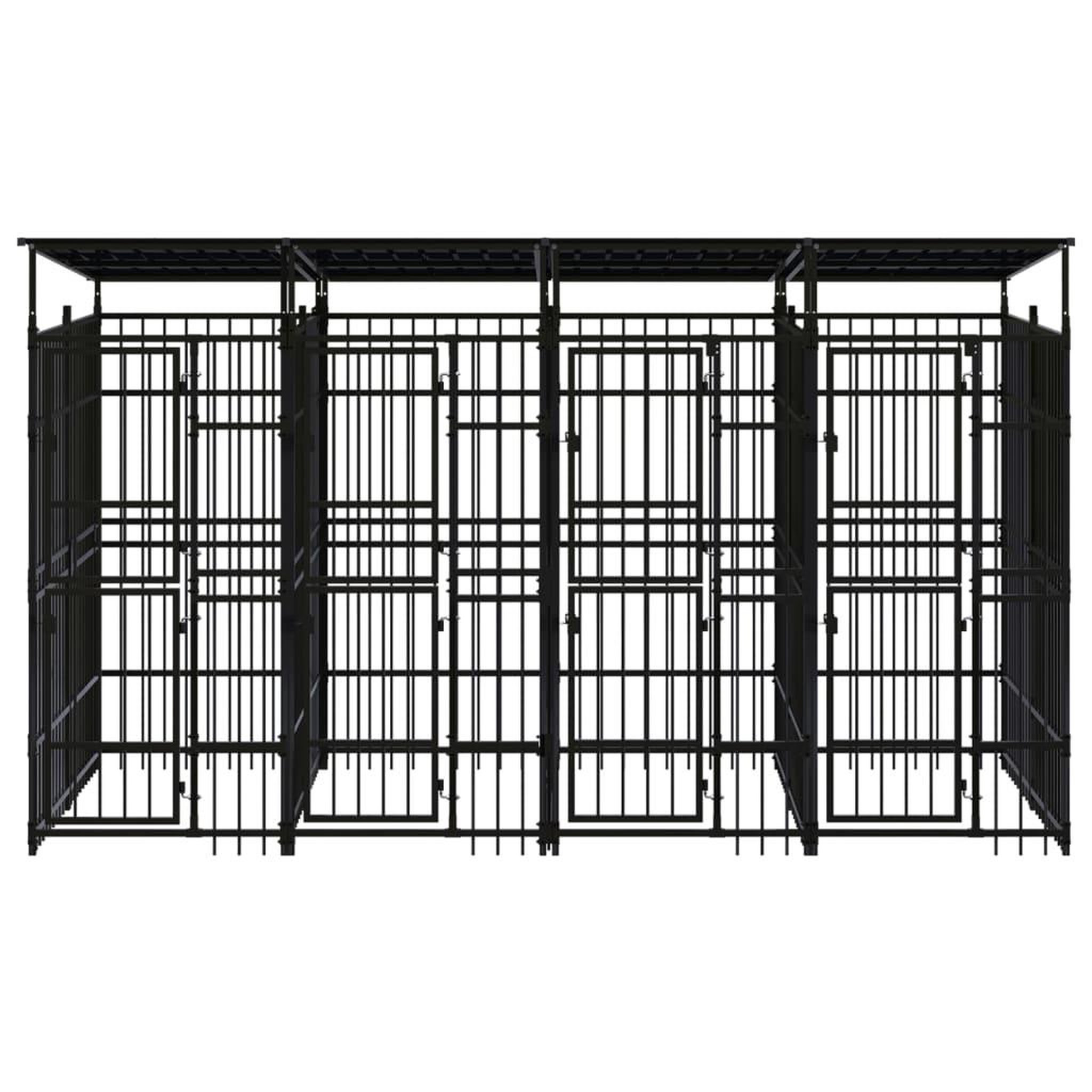Voir la diapositive 2 : VIDAXL Chenil d'exterieur avec toit pour chiens Acier 7,37 m²