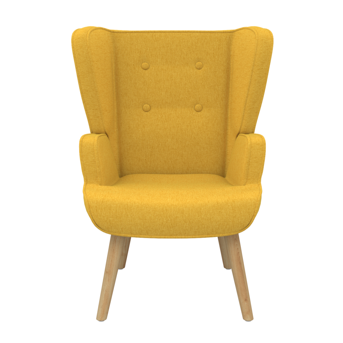 ID MARKET Fauteuil scandinave SVEN grand confort en tissu jaune