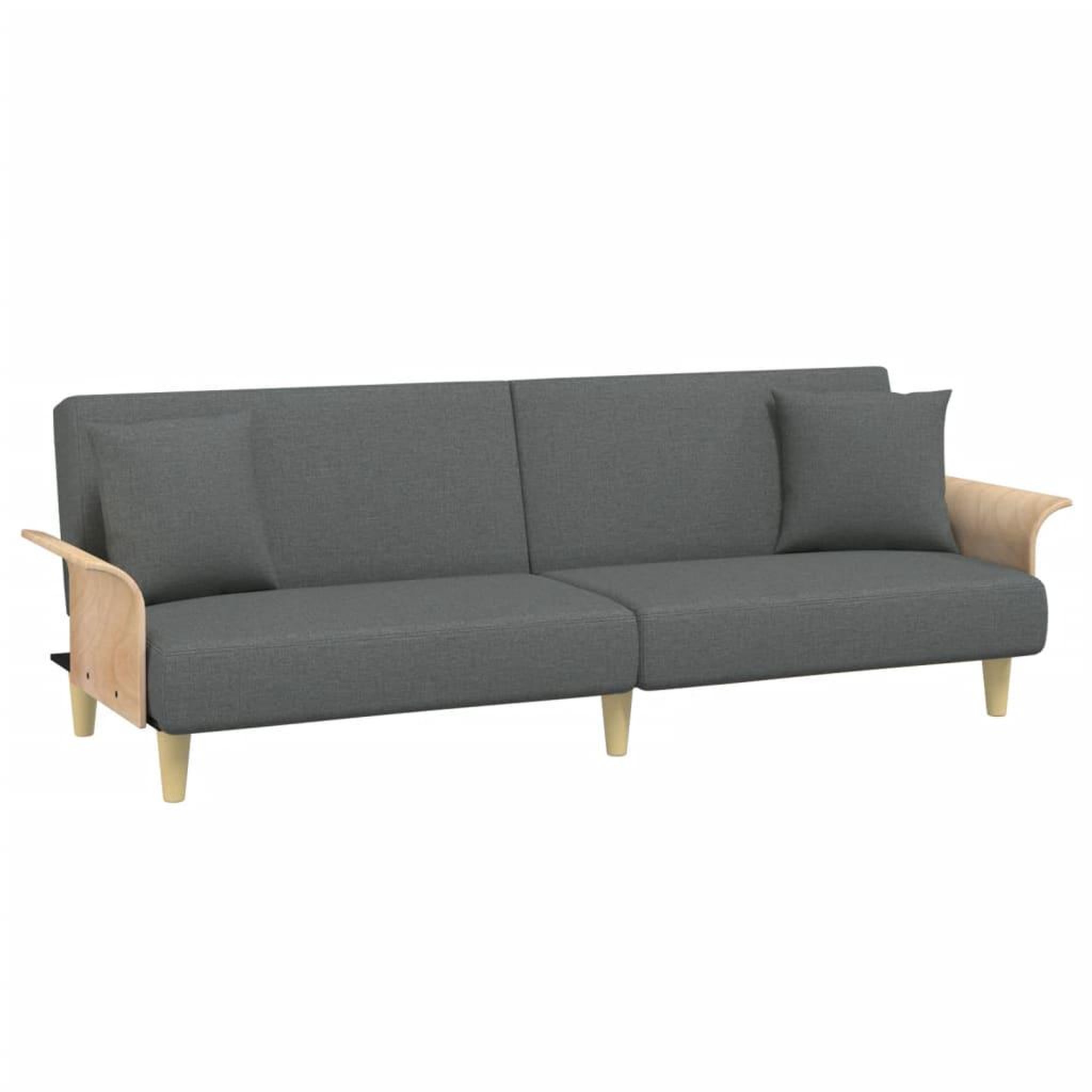 Voir la diapositive 4 : VIDAXL Canape-lit a 2 places avec oreillers et repose-pied gris fonce
