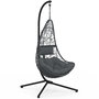 Voir la diapositive 1 : ID MARKET Fauteuil demi-lune suspendu ajouré effet rotin gris avec coussin gris