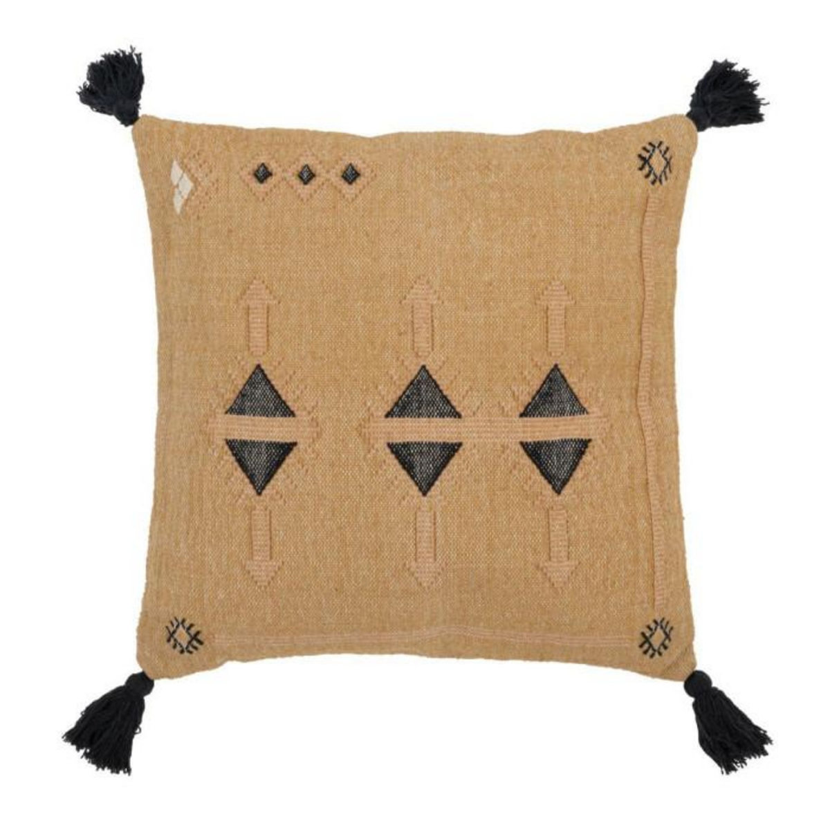 Paris Prix Coussin Déco Triangle  Bali  50x50cm Naturel & Noir
