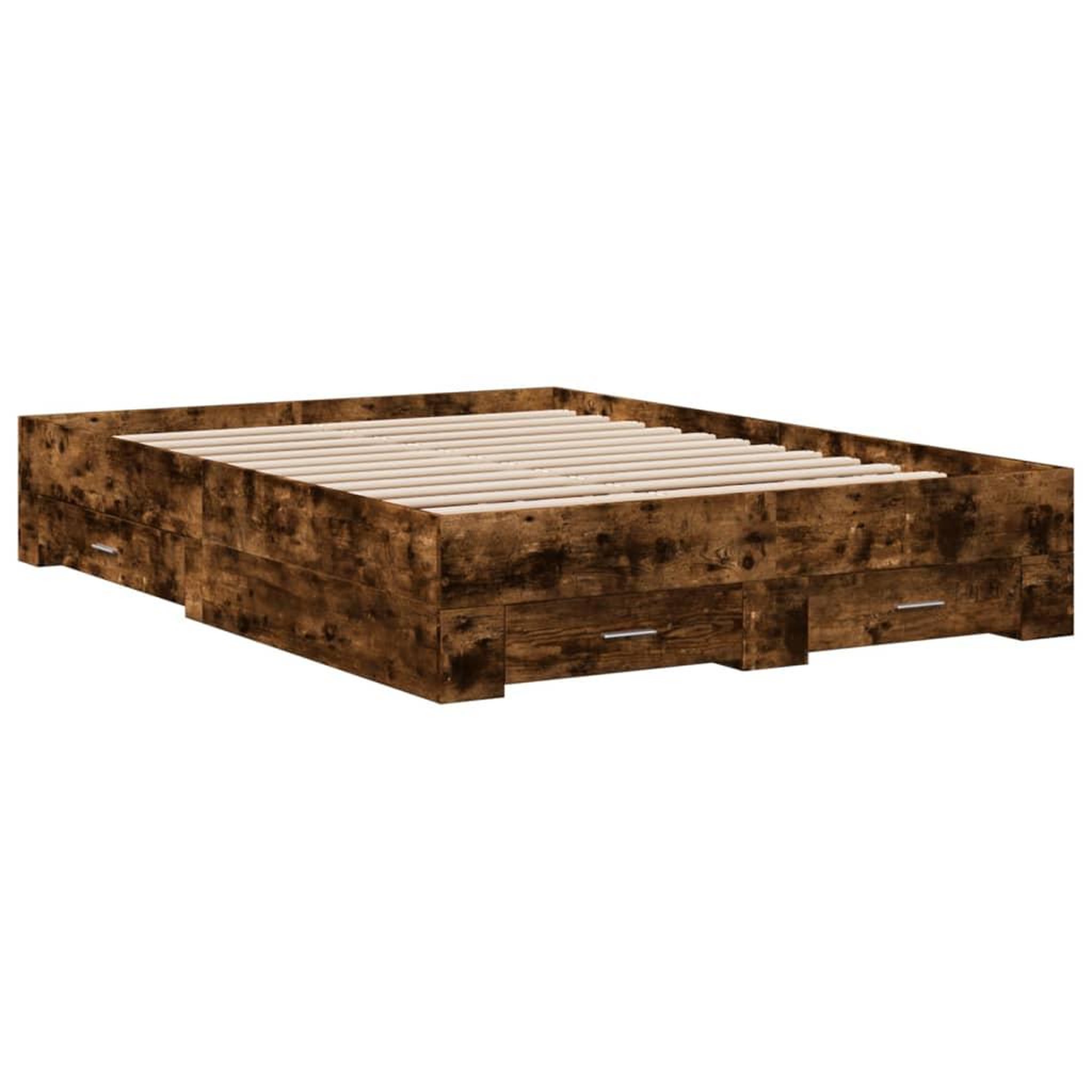 Voir la diapositive 3 : VIDAXL Cadre de lit avec tiroirs sans matelas chene fume 120x200 cm