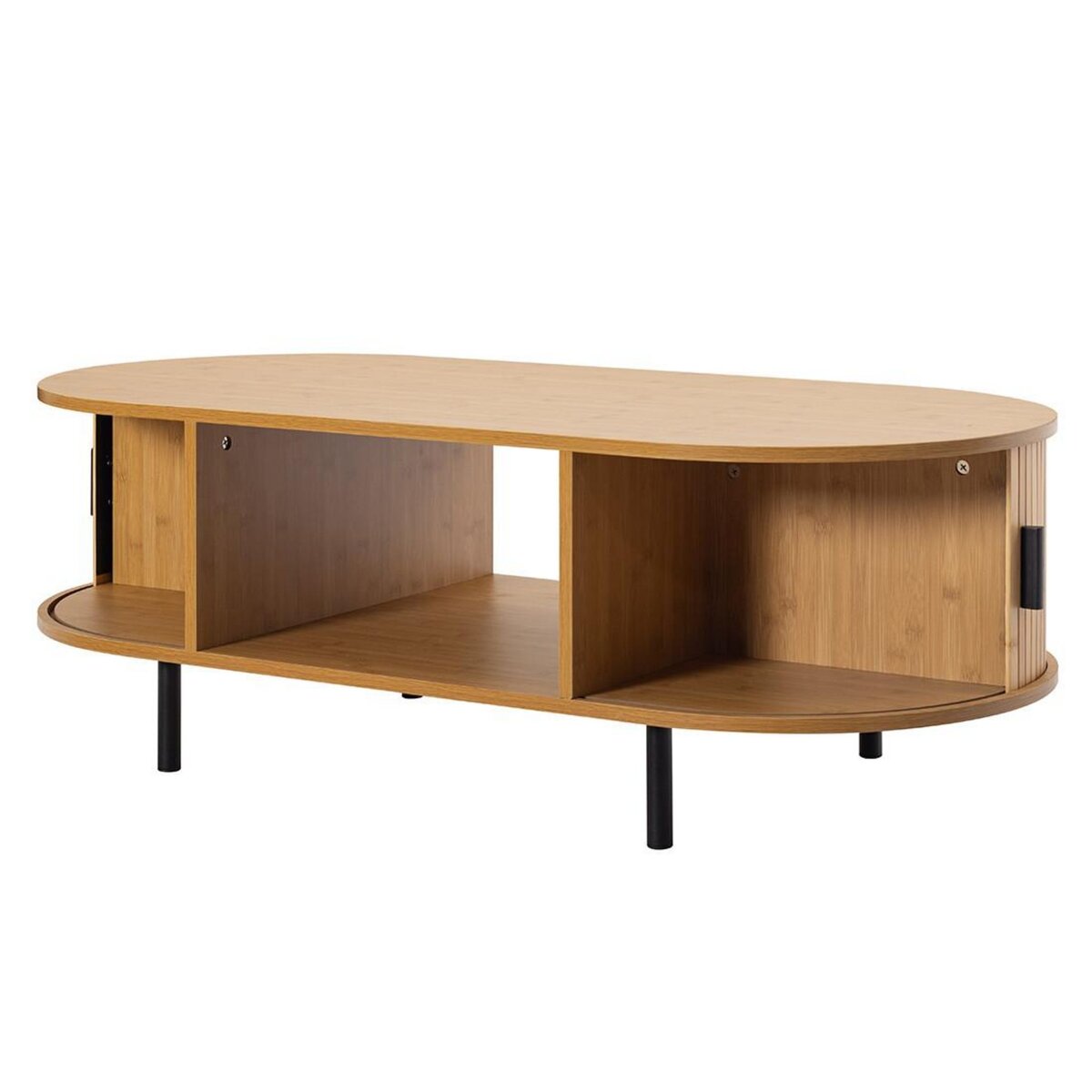 BEST MOBILIER Kofu - table basse - bambou - 2 portes et 1 niche - 120 cm