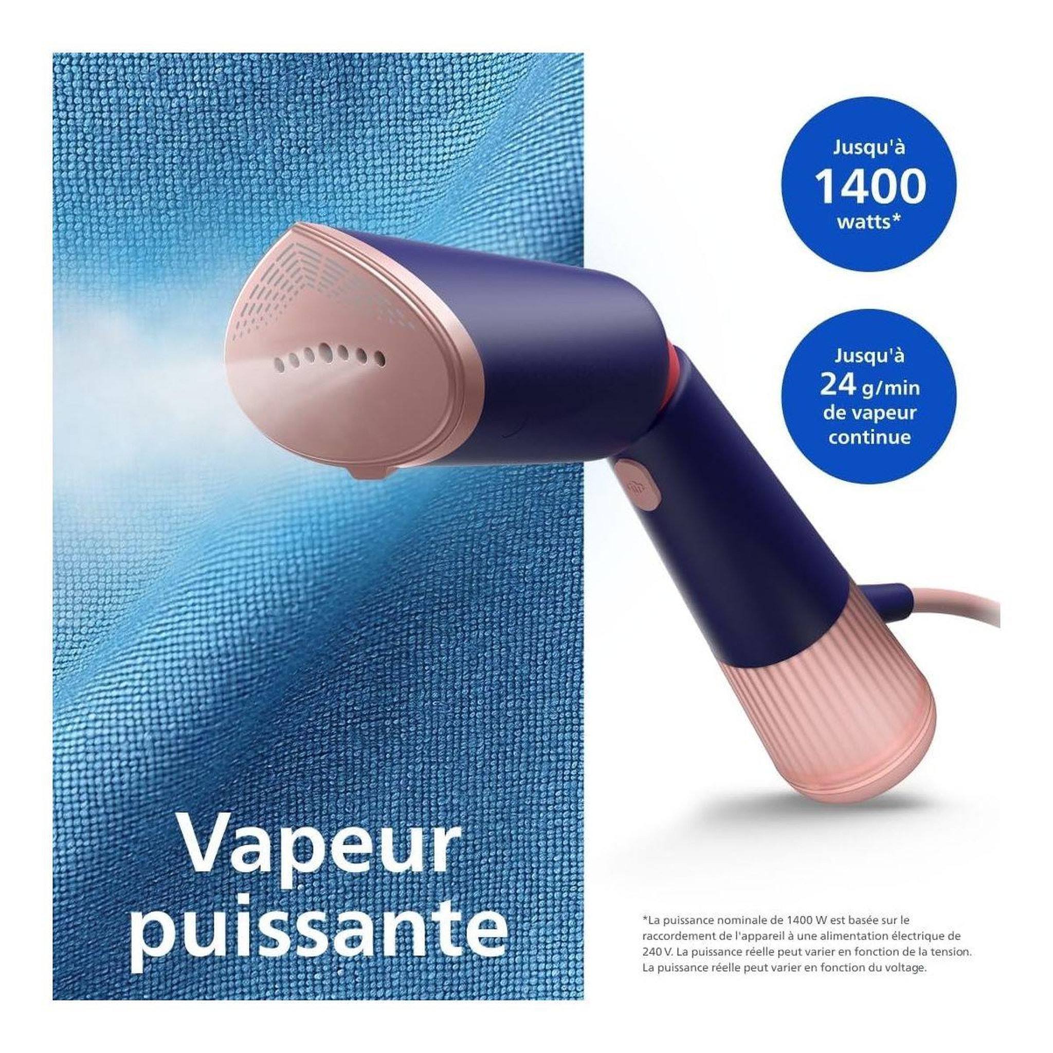 Voir la diapositive 3 : Philips Défroisseur vapeur STH5030/20 Steamer Série 5000 Violet, 35 sec*, 1300W + 2 accessoires