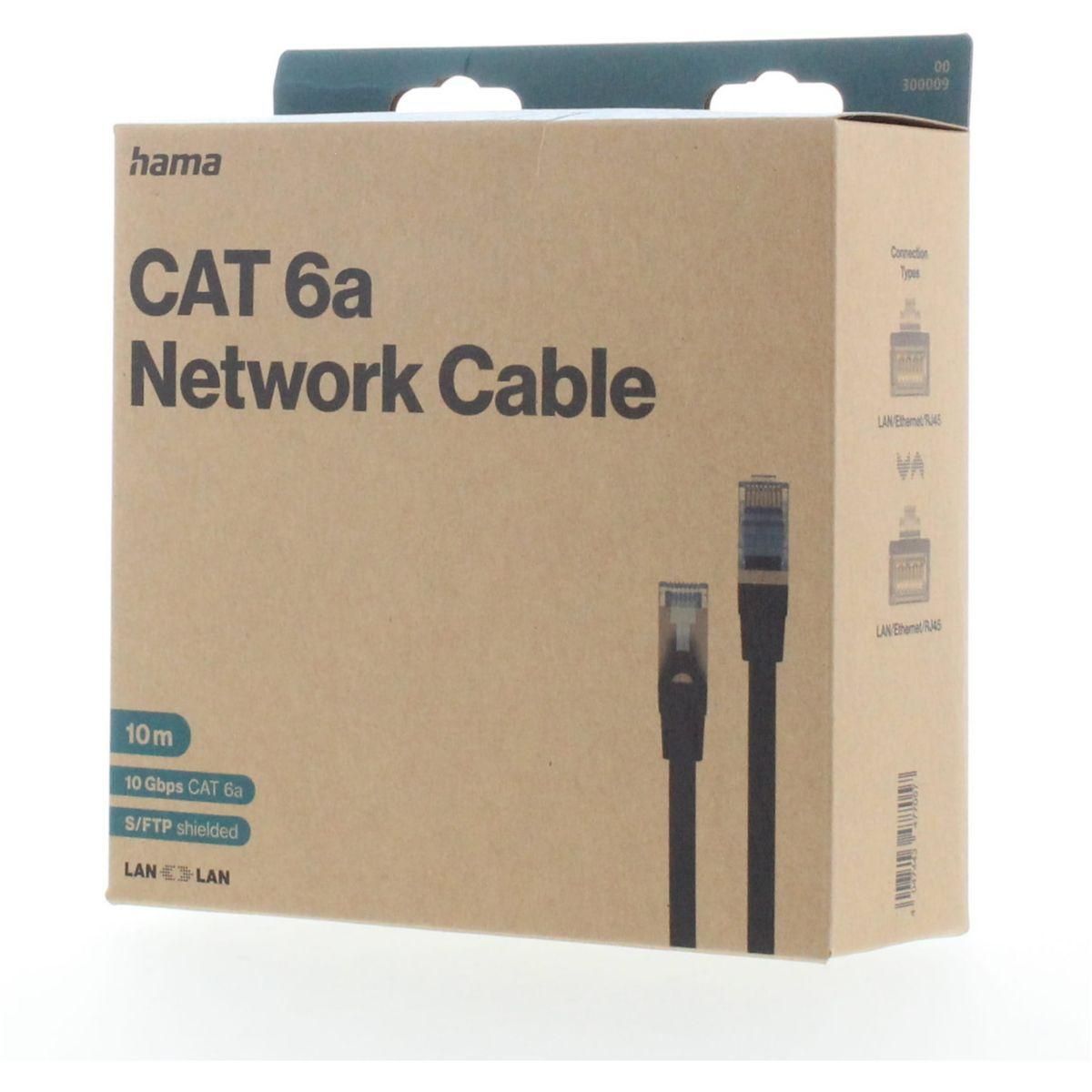 Hama Câble Ethernet 10M Droit CAT6A Noir