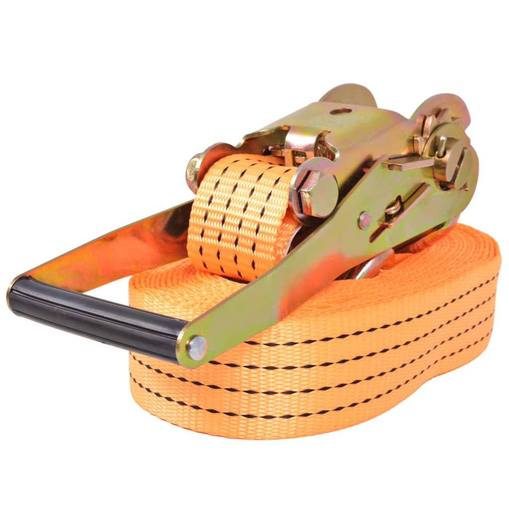 Voir la diapositive 2 : VIDAXL Sangle d'arrimage a cliquet 10 pcs 2 tonnes 8 m x 50 mm Orange