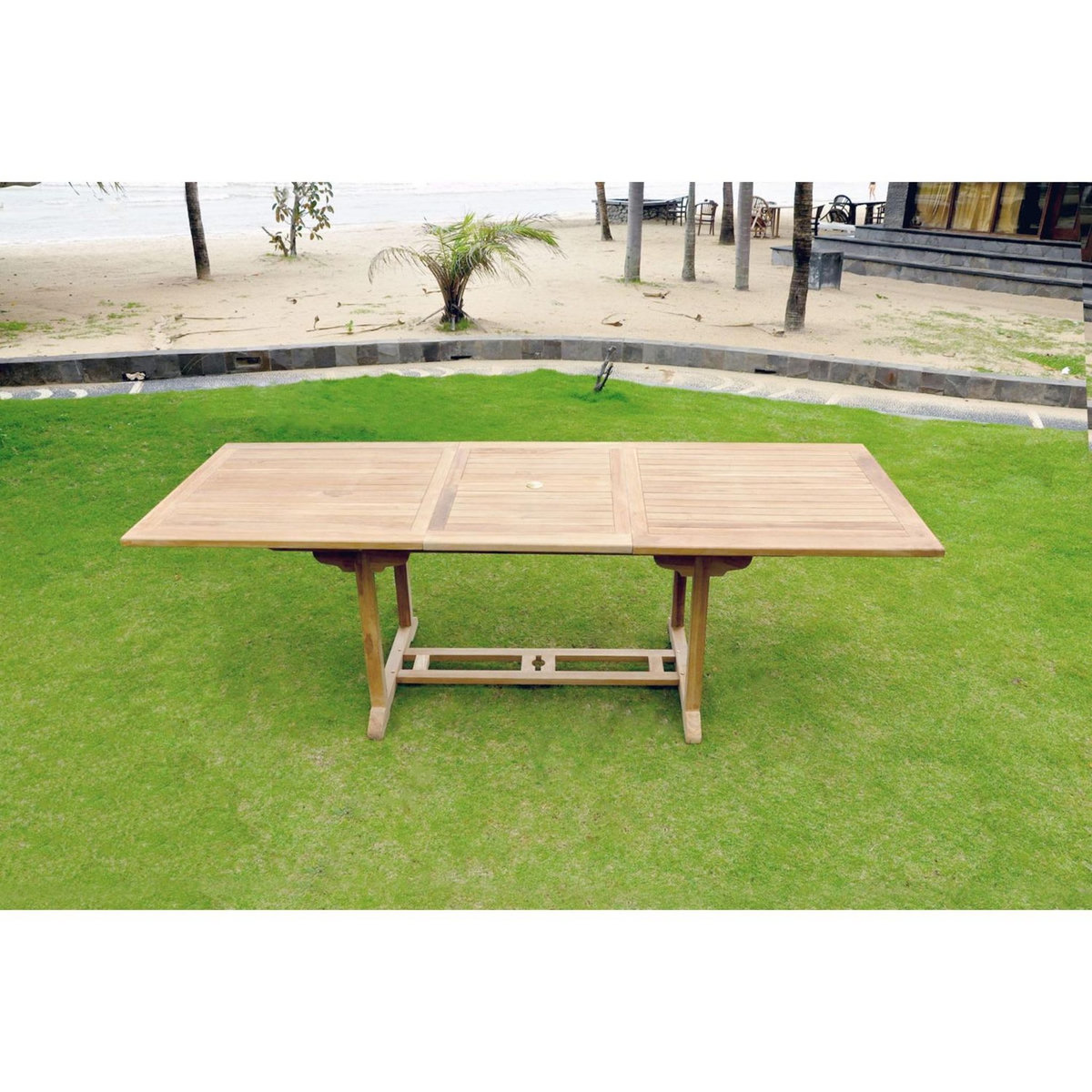 CONCEPT USINE table de jardin rectangle en teck brut 10 places KAJANG