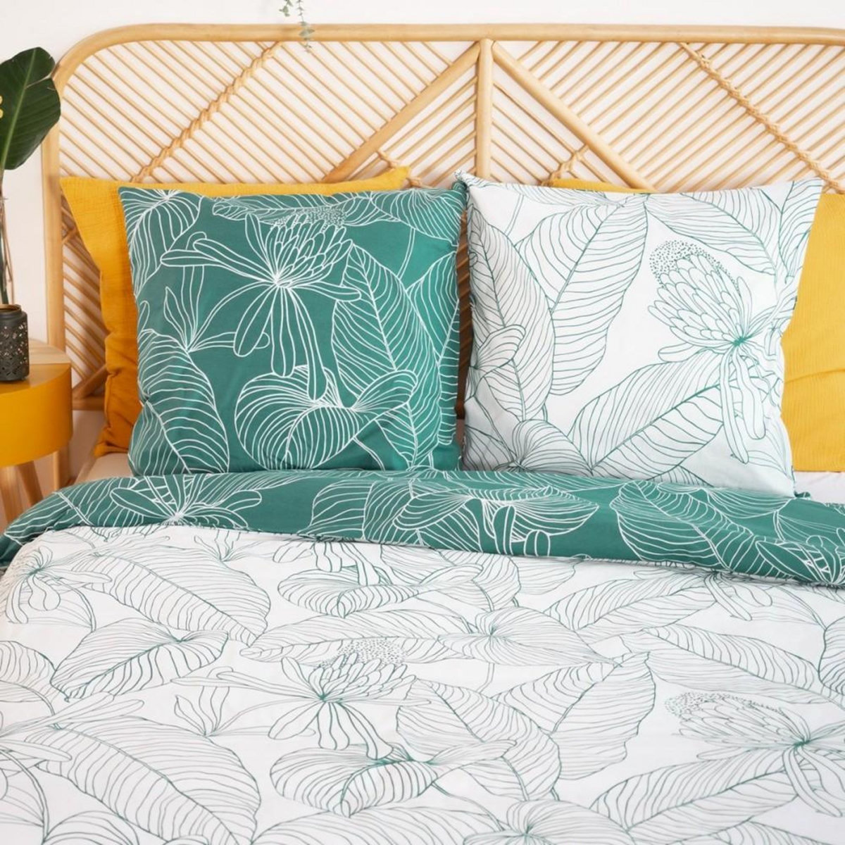 COTE DECO Housse de couette réversible 240x220 TILDA + 2 taies 100% coton adouci 57 fils/cm2