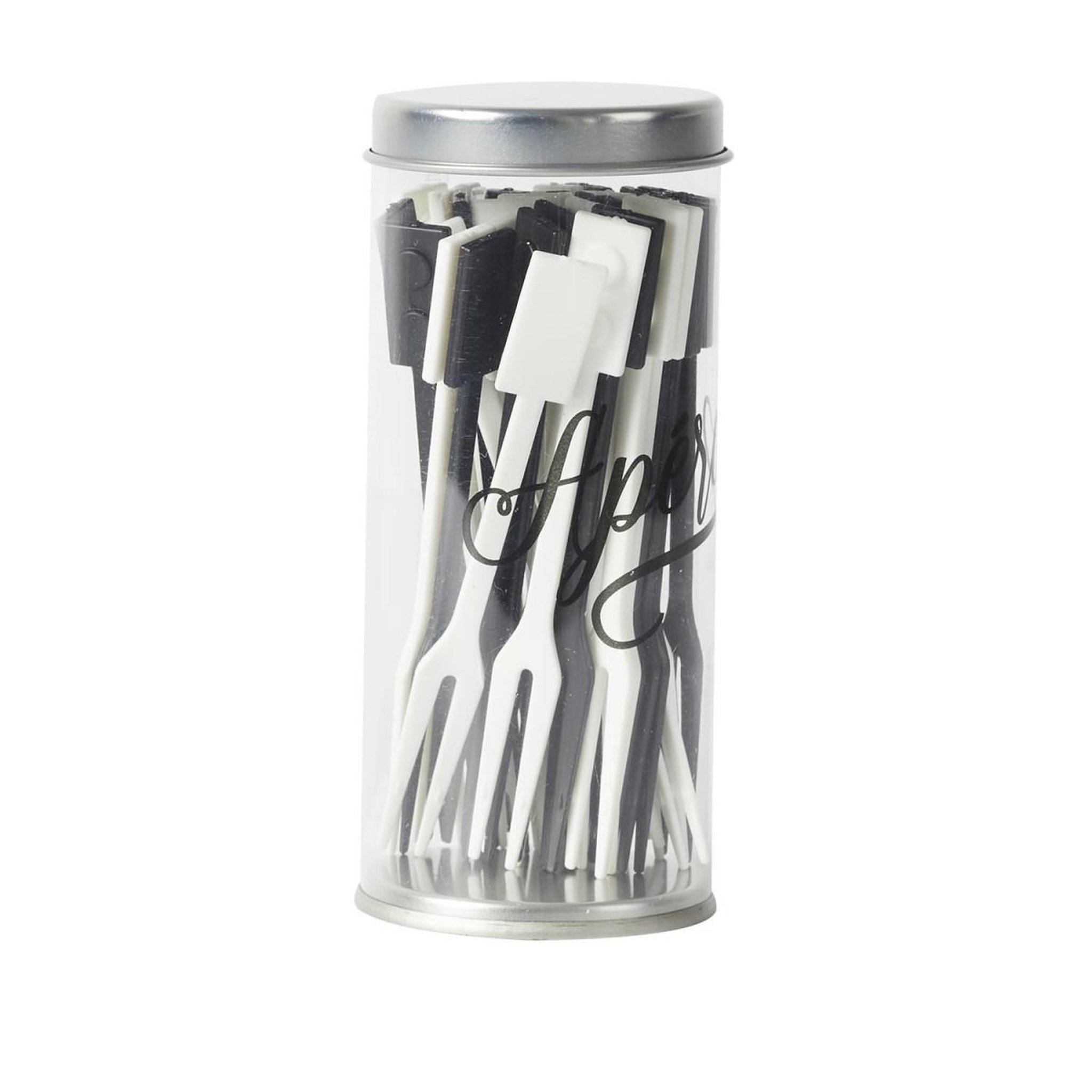 Voir la diapositive 2 : The Home Deco Factory Lot de 36 fourchettes fruits  apéro  10cm noir & blanc