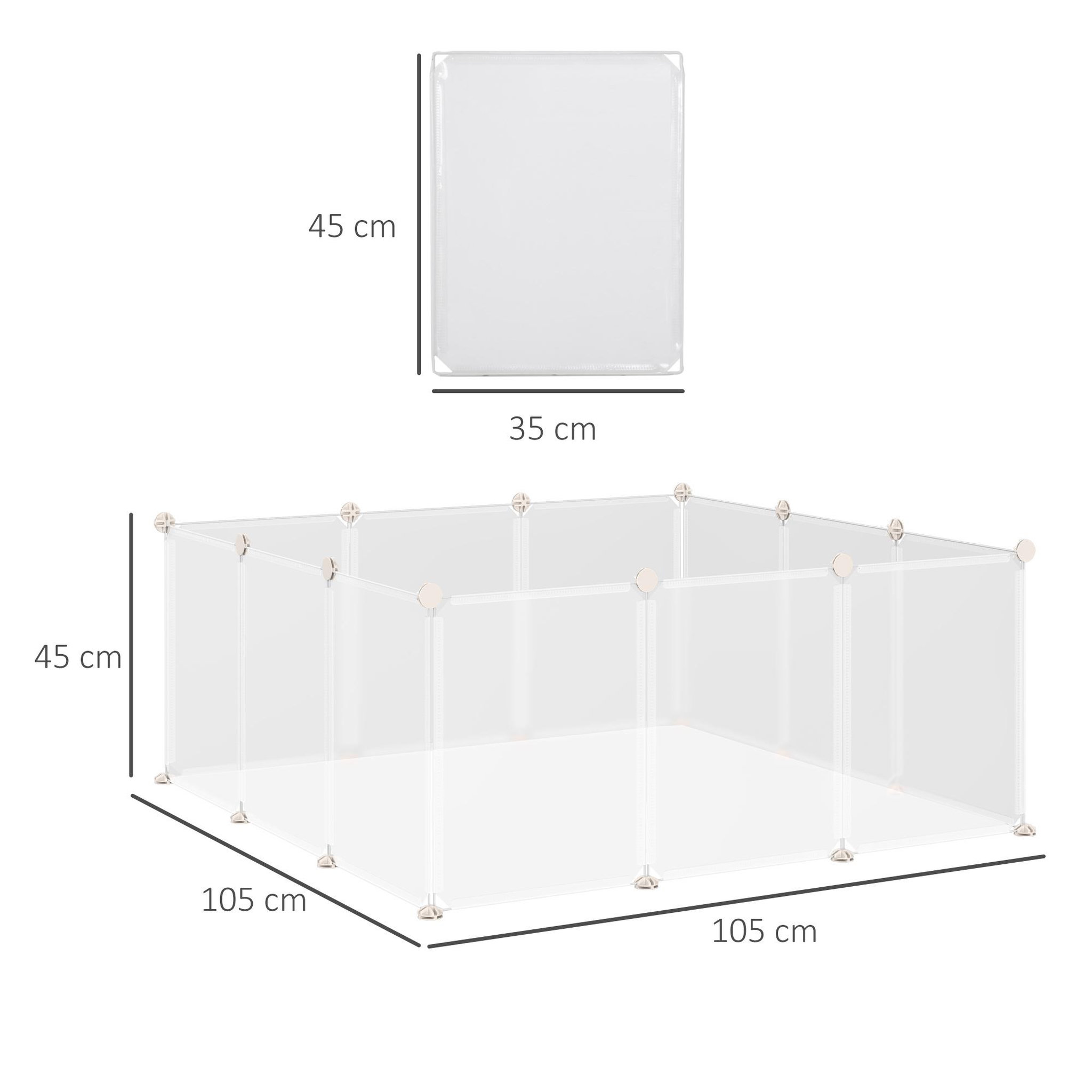 Voir la diapositive 3 : PAWHUT Cage parc enclos modulable petits animaux - dim. 105l x 105l x 45h cm - 12 panneaux résine pp opaque