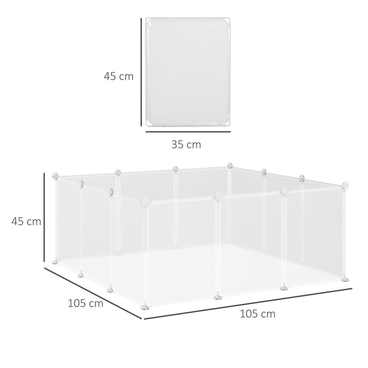 PAWHUT Cage parc enclos modulable petits animaux - dim. 105L x 105l x 45H cm - 12 panneaux résine PP opaque