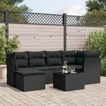 VIDAXL Salon de jardin 7 pcs avec coussins noir resine tressee