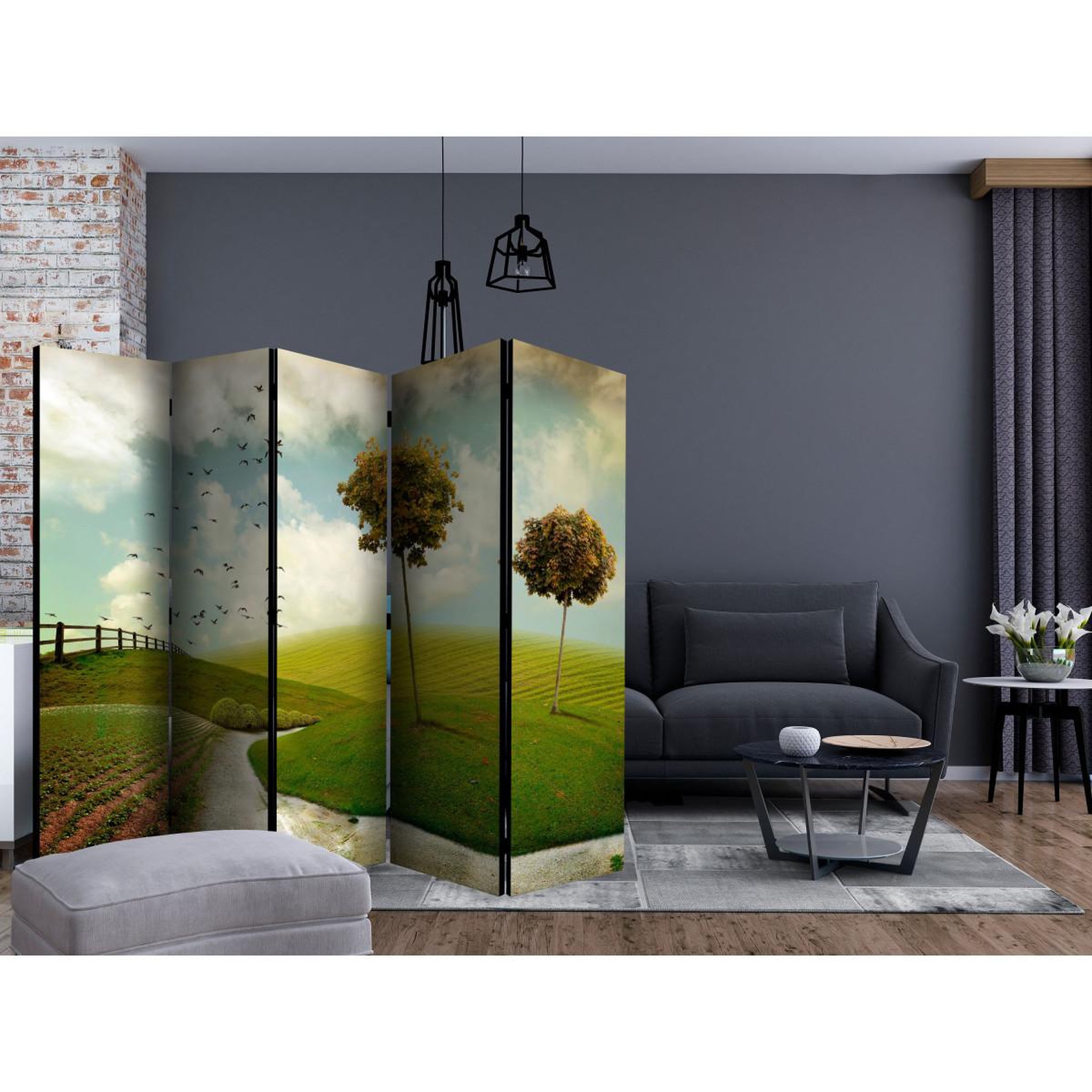 Voir la diapositive 2 : Paris Prix Paravent 5 volets  autumn landscape  172x225cm