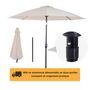 Voir la diapositive 5 : OUTSUNNY Parasol inclinable aluminium fibre de verre polyester diamètre 2,65 m coloris crème