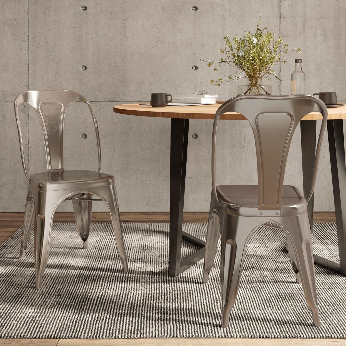 Rendez vous déco Lot de 2 chaises en métal chromé - Indus