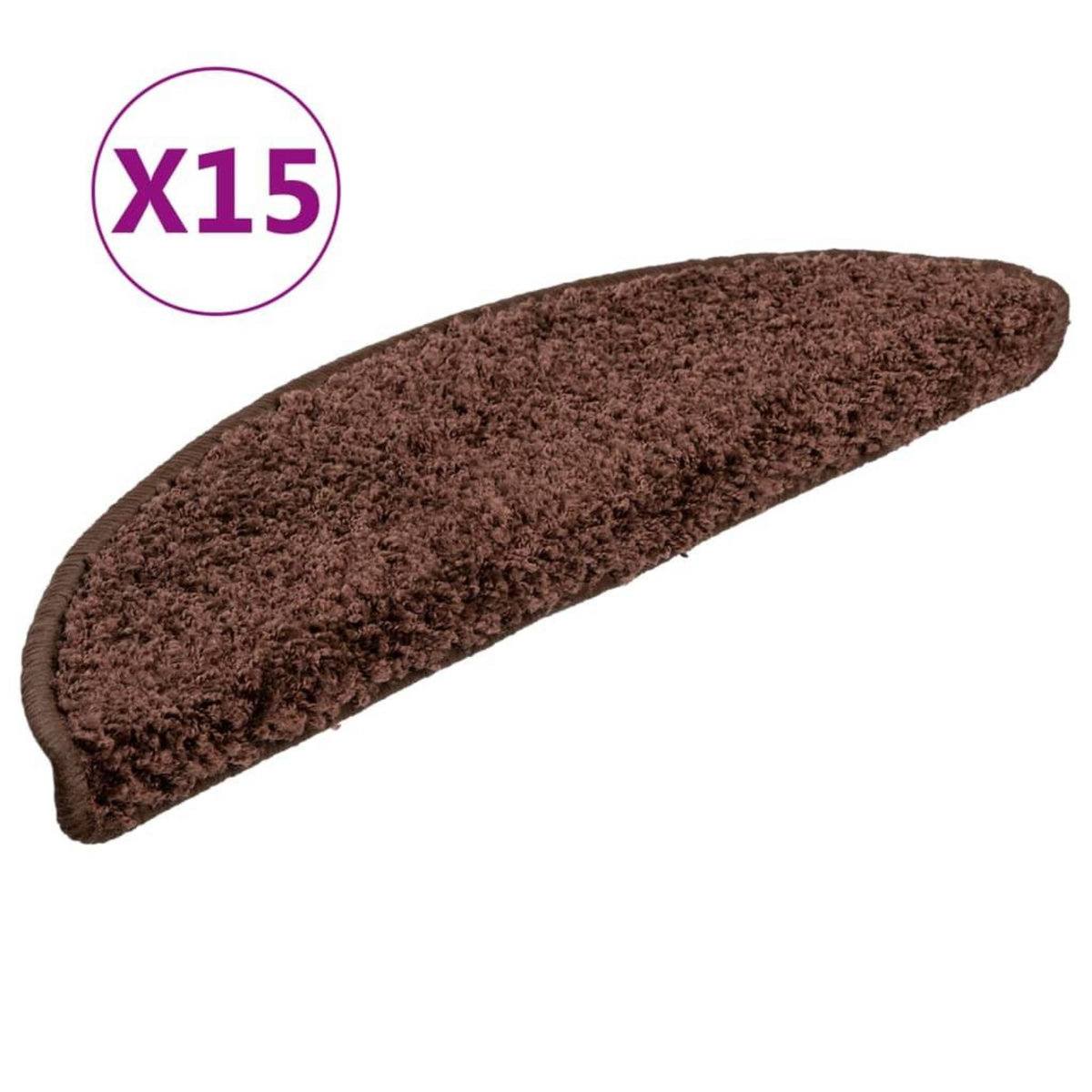 VIDAXL Tapis d'escalier 15 pcs marron 56x17x3 cm