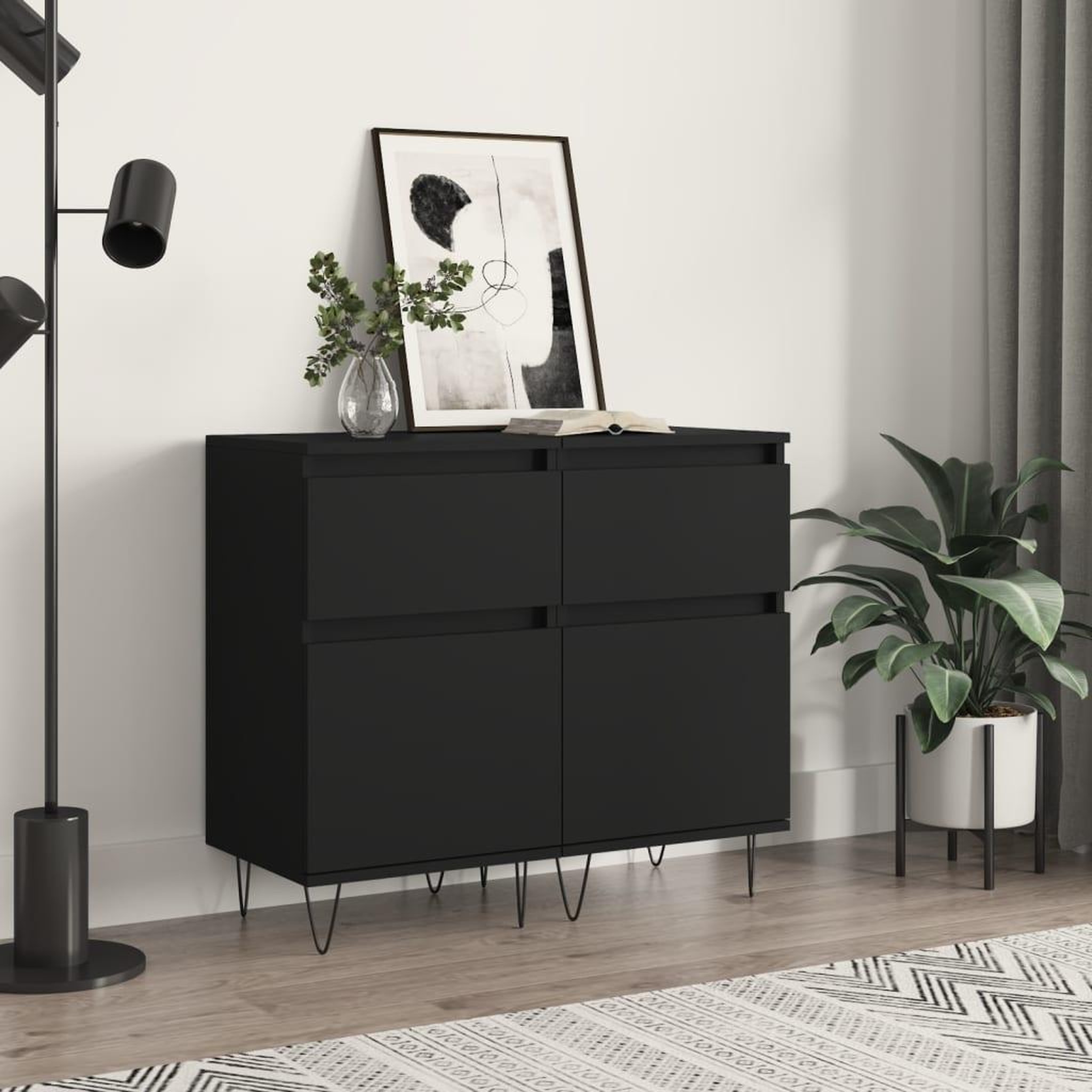 VIDAXL Buffets 2 pcs noir 40x35x70 cm bois d'ingenierie
