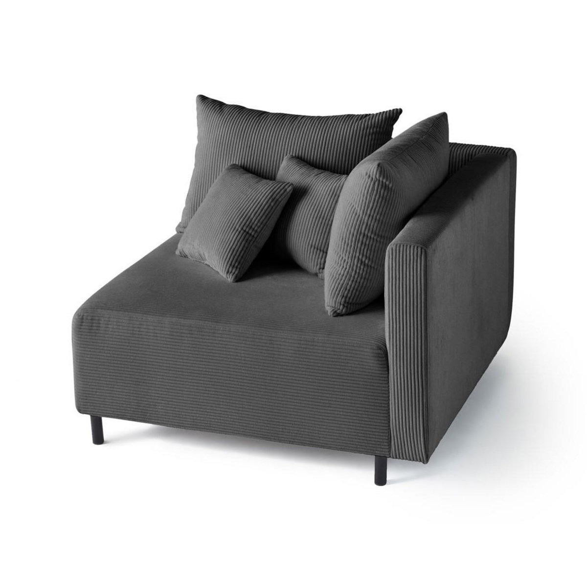 LISA DESIGN Edinburg - module d'assise d'angle droit - en velours côtelé