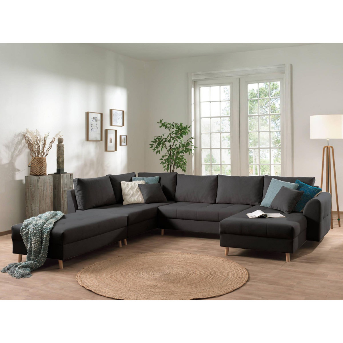 LISA DESIGN Rune - canapé panoramique avec pouf d'appoint - 7 places - style scandinave - gauche