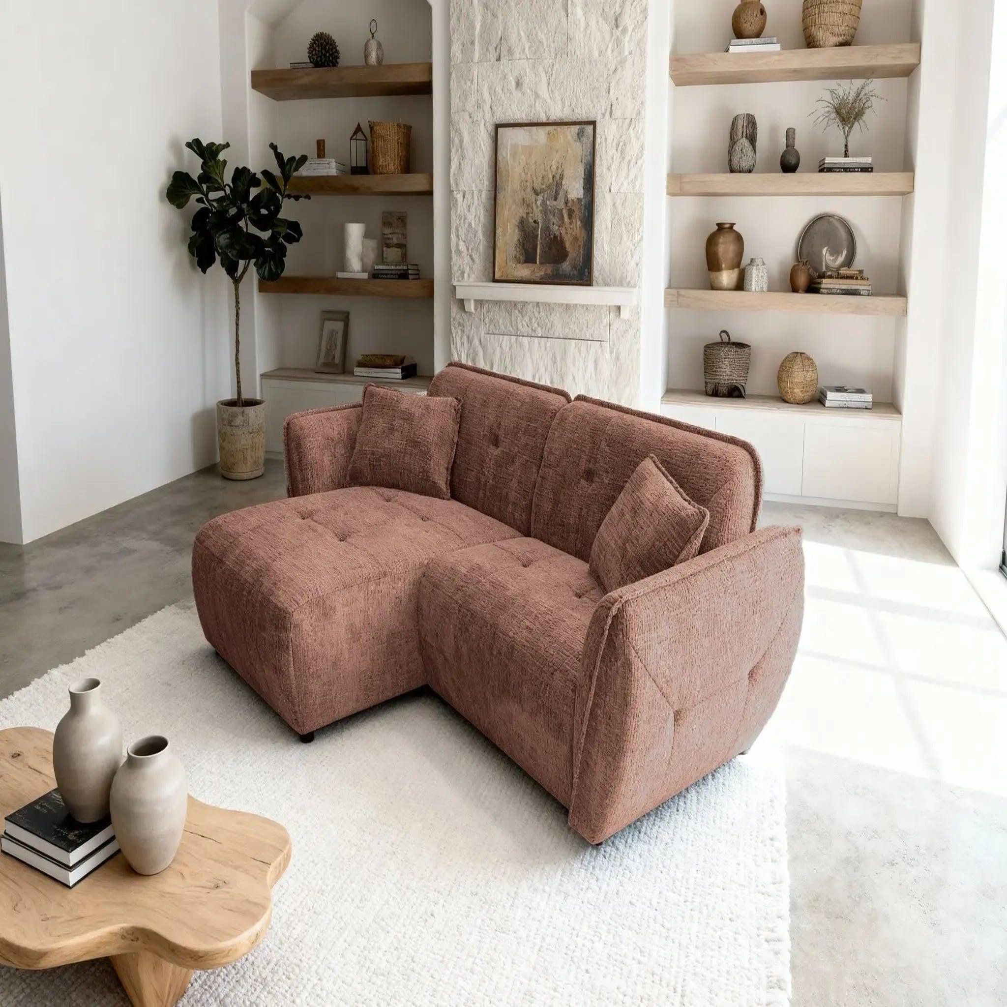 Voir la diapositive 6 : CASANOVA PARIS Mona - canapé d'angle tissu chenille 4 places droit