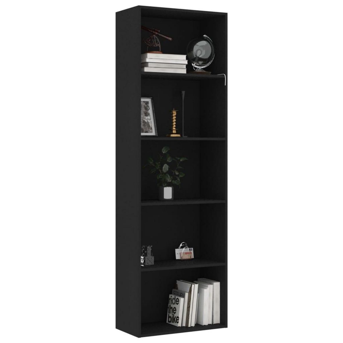 VIDAXL Bibliotheque a 5 niveaux Noir 60x30x189 cm Bois d'ingenierie