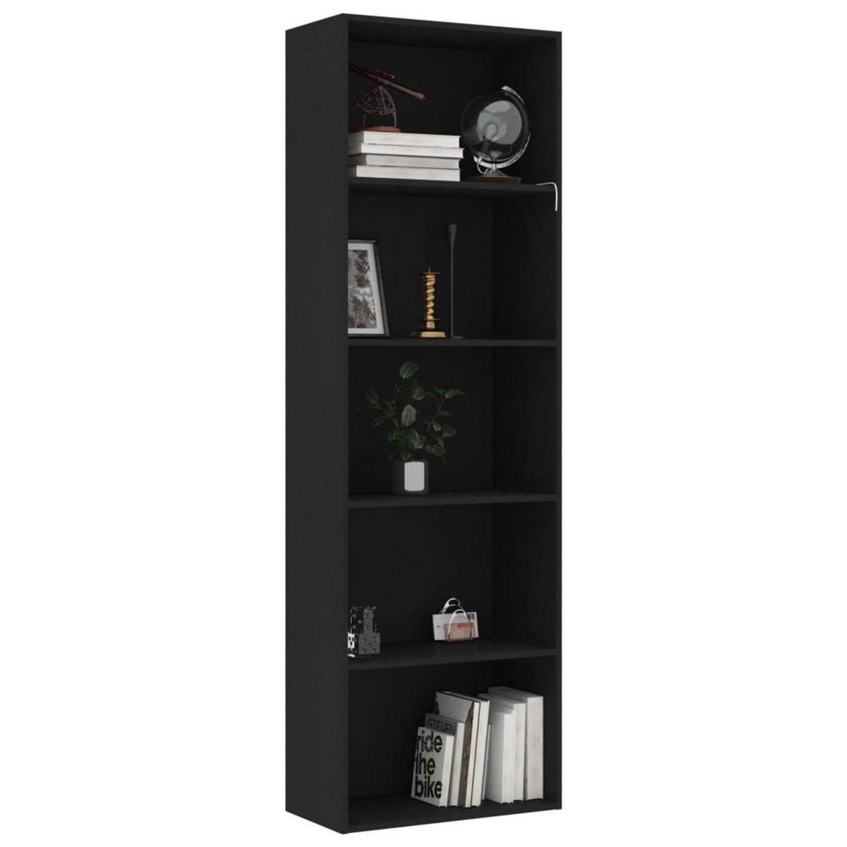 VIDAXL Bibliotheque a 5 niveaux Noir 60x30x189 cm Bois d'ingenierie