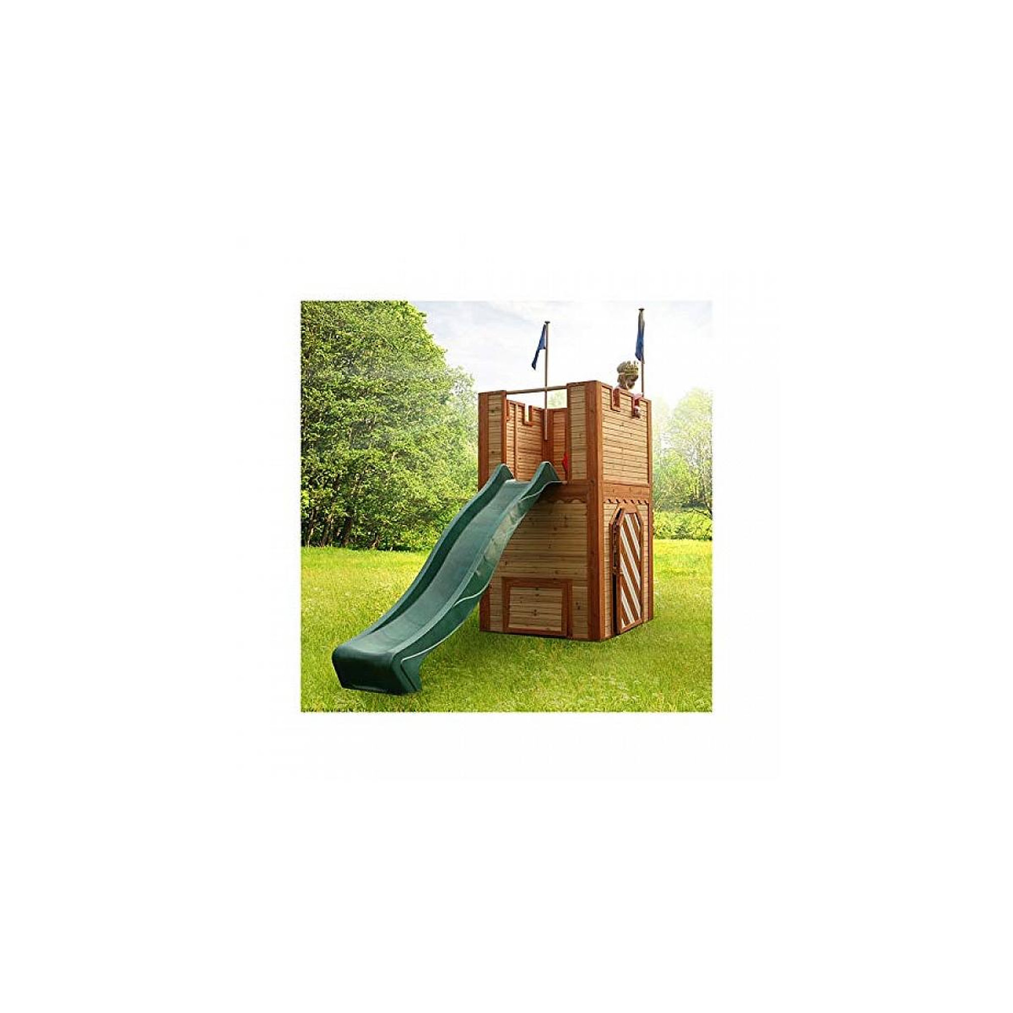 Voir la diapositive 4 : Axi House Axi ARTHUR Aire de jeux en cèdre vernis naturel, toboggan Vert