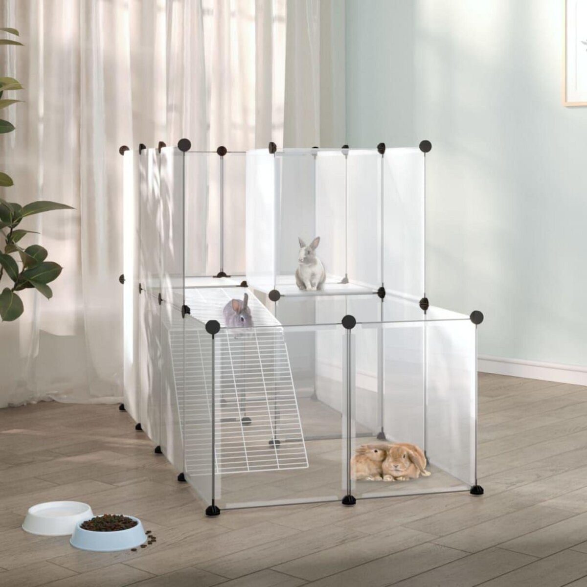 VIDAXL Cage pour petits animaux Transparent 142x74x93 cm PP et Acier