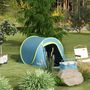 Voir la diapositive 2 : OUTSUNNY Tente de camping automatique pop-up 2-3 pers. étanchéité 2000 mm sac bleu