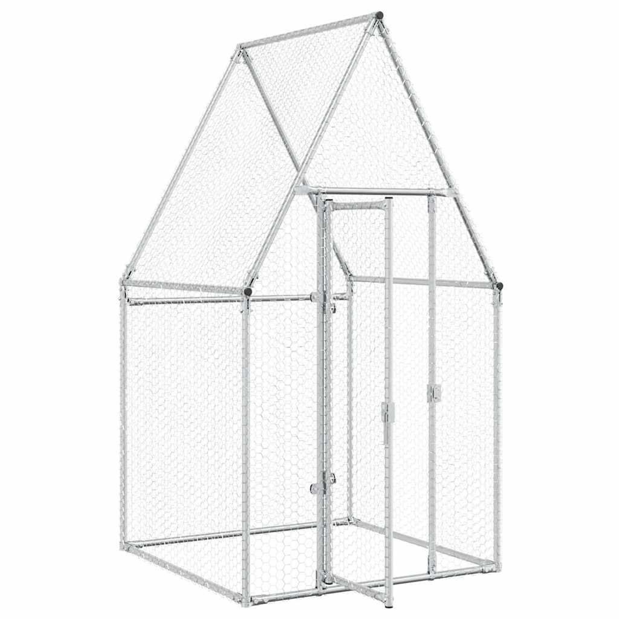 Voir la diapositive 4 : VIDAXL Cage pour poules argente 100x100x190 cm acier galvanise