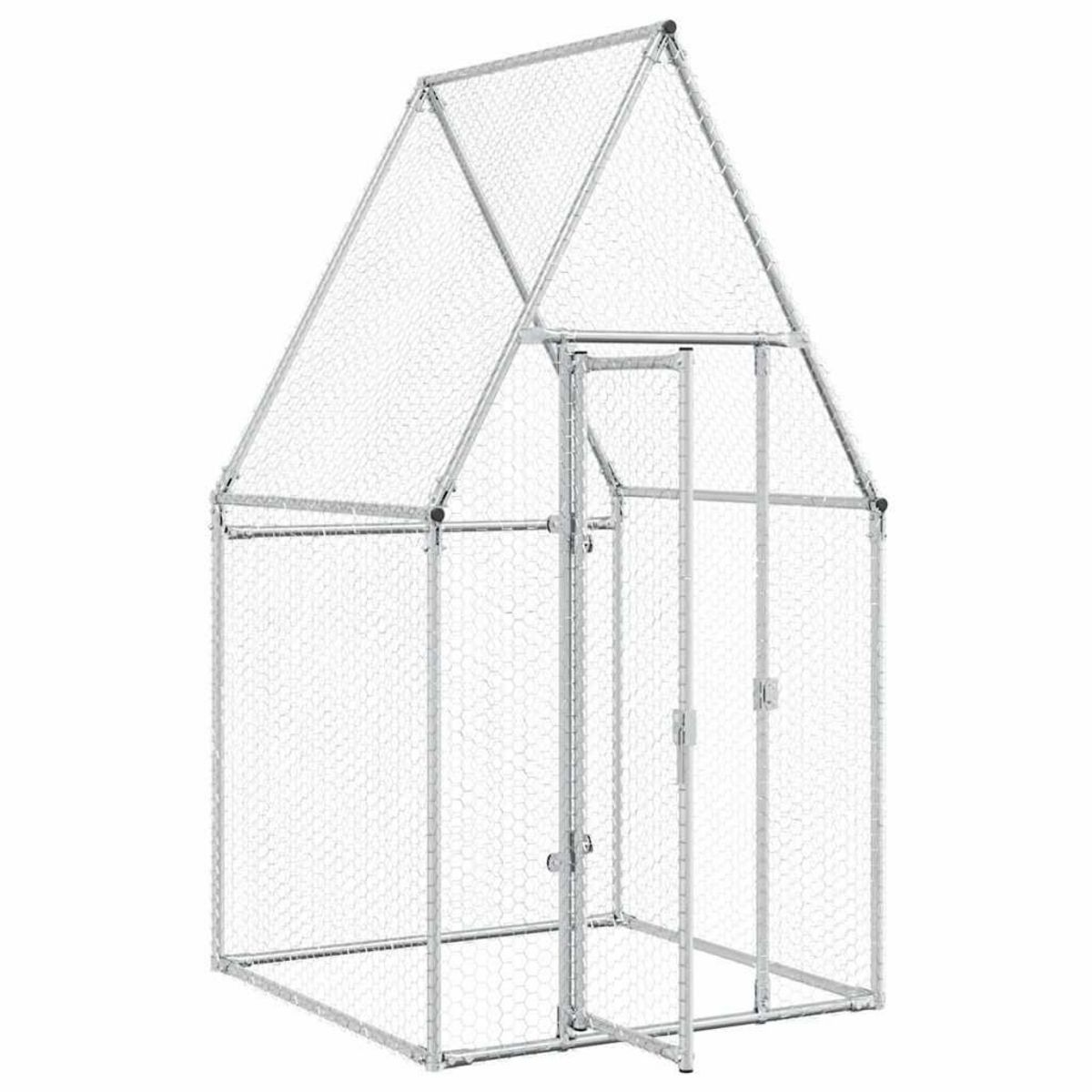 VIDAXL Cage pour poules argente 100x100x190 cm acier galvanise