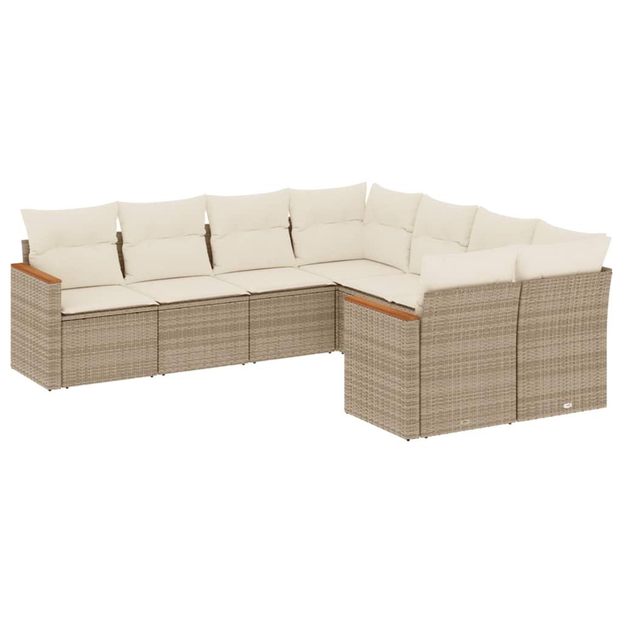 Voir la diapositive 2 : VIDAXL Salon de jardin avec coussins 8 pcs beige resine tressee