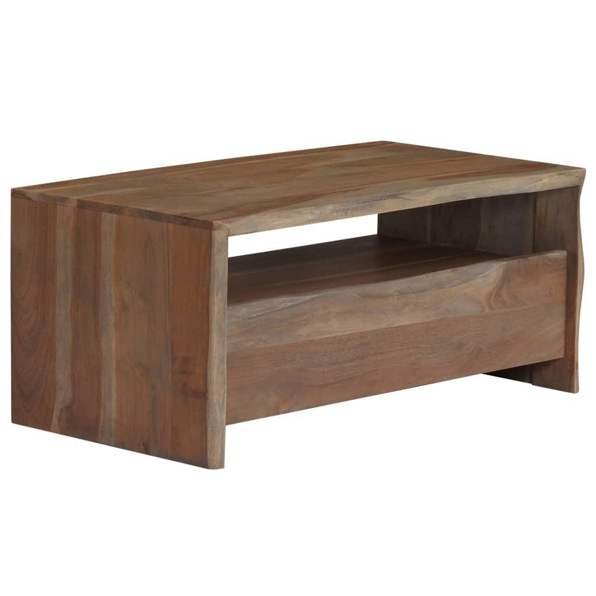 Voir la diapositive 1 : VIDAXL Table basse Acacia massif Bord assorti 90x50x40 cm Gris