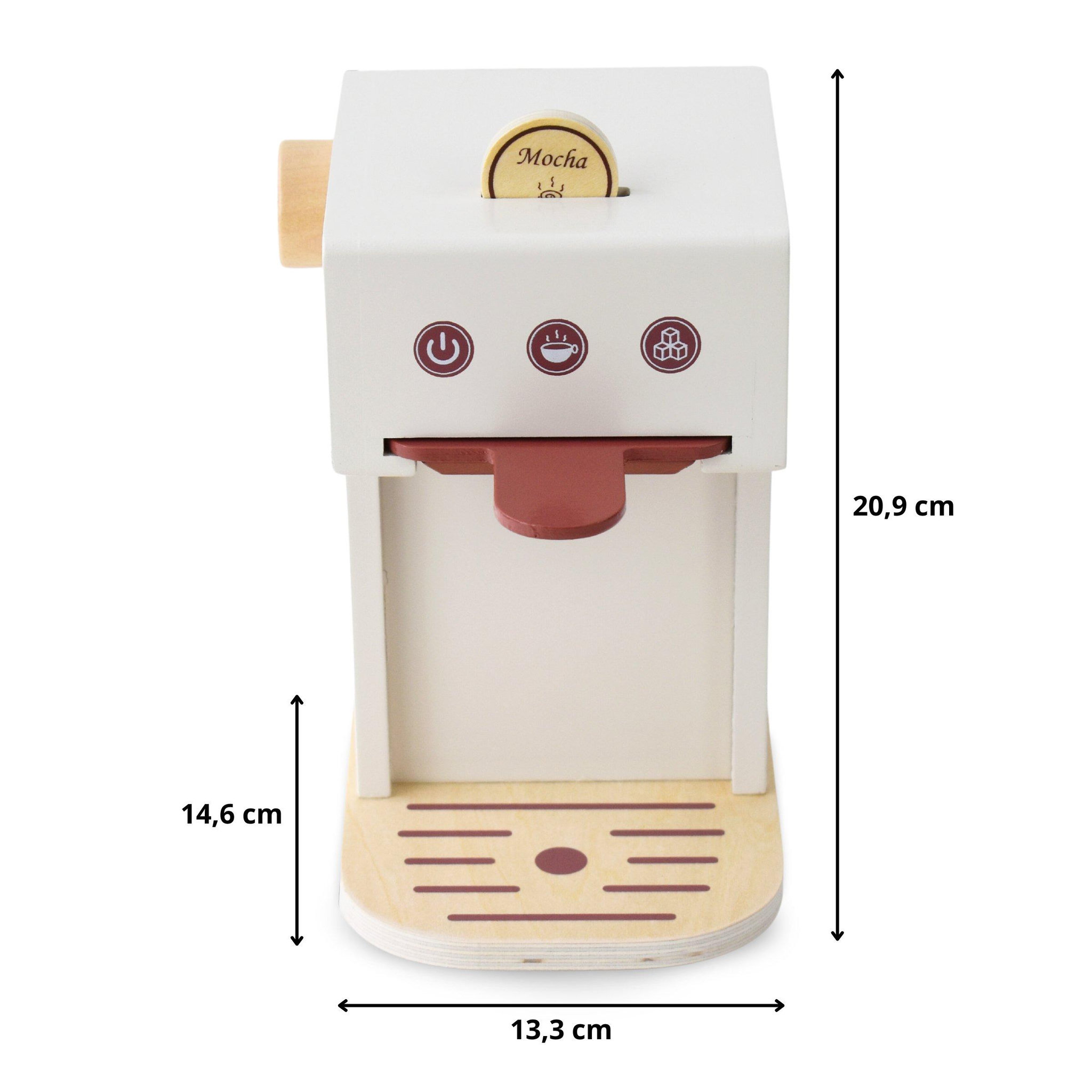 Voir la diapositive 3 : MAMABRUM Machine a Cafe Bois Enfant Mamabrum Jouet d'imitation Capsules Tasses 14x13x20cm