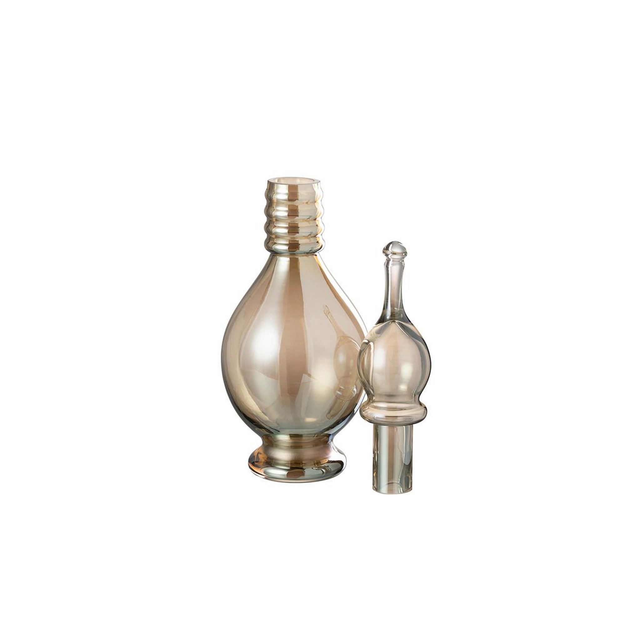 Voir la diapositive 2 : J-LINE Vase bouchon fiole en verre  jo  40cm beige