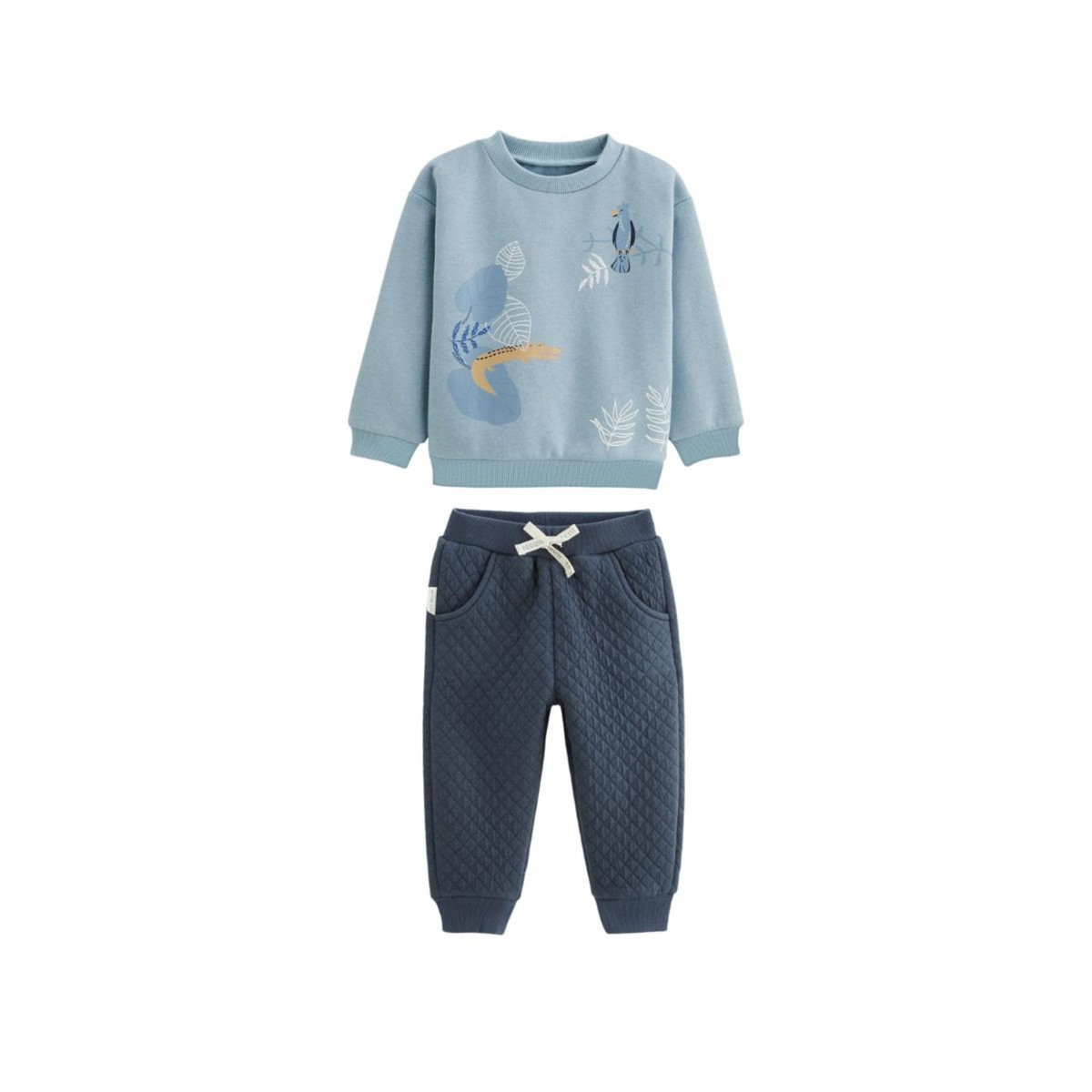 Petit Béguin Ensemble bébé sweat-shirt et pantalon en molleton Félintrépide
