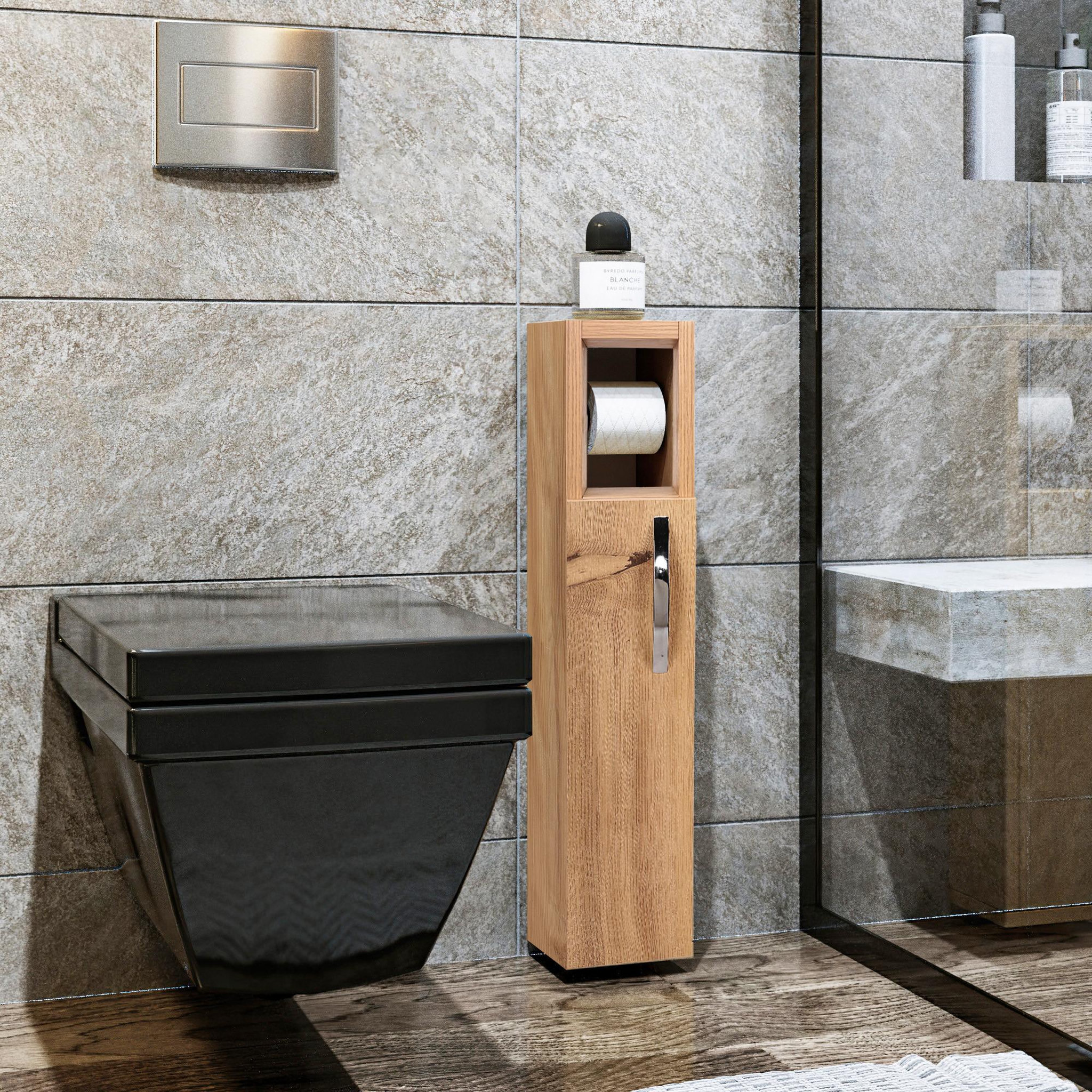 Voir la diapositive 3 : Habitat et Jardin Meuble support pour papier toilette en bois  star  - 15 x 12 x 65 cm - marron