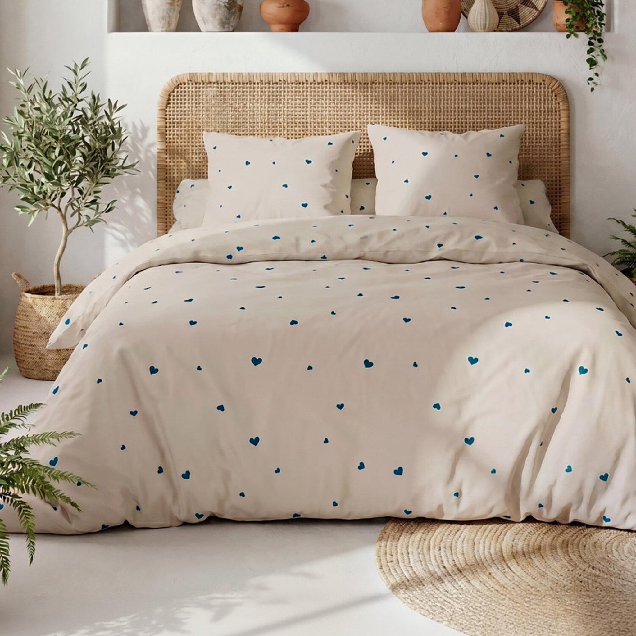 ATELIER DU COTON Parure housse de couette en coton 57 fils lamourelle. Coloris disponibles : Beige