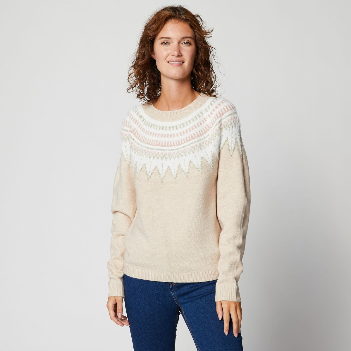 Pull jacquard 2025 femme pas cher