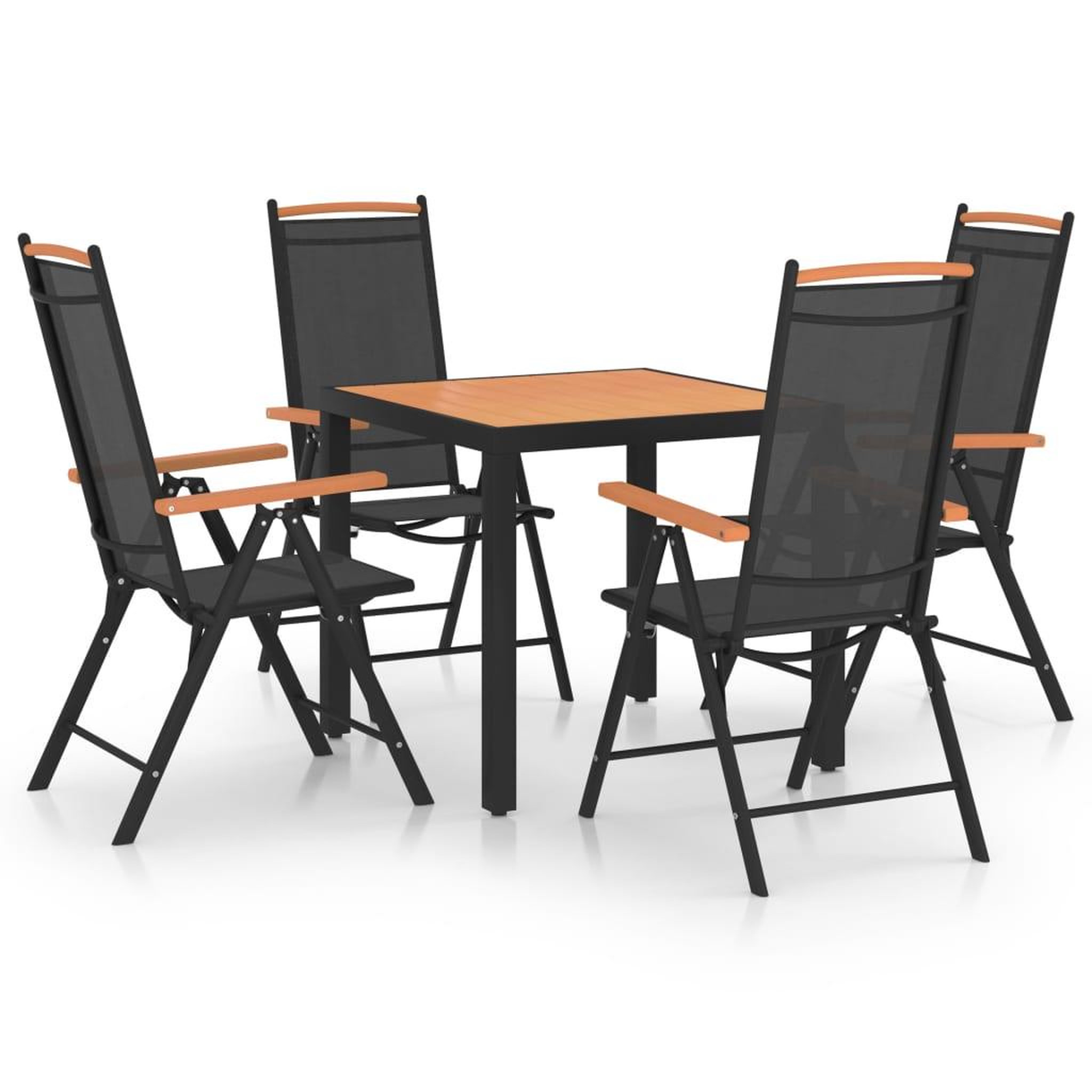 VIDAXL Ensemble a manger de jardin 5 pcs aluminium noir