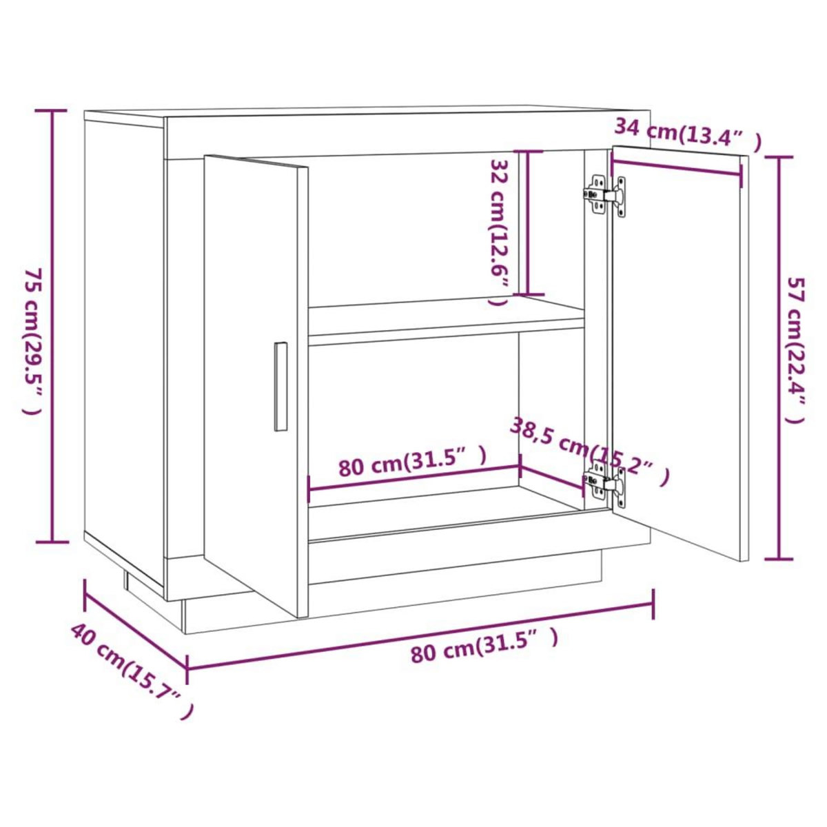 VIDAXL Buffet Chene fume 80x40x75 cm Bois d'ingenierie