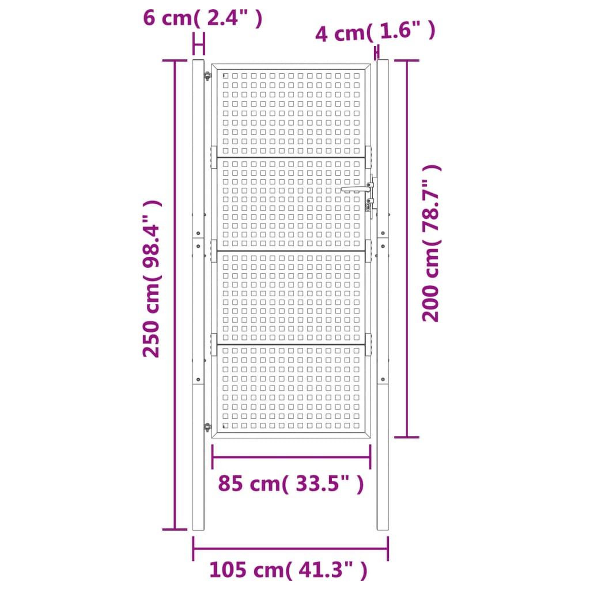Voir la diapositive 6 : VIDAXL Portail de jardin anthracite 105x250 cm acier