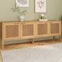 Voir la diapositive 2 : ID MARKET Buffet bas 160 cm EDHEN 4 portes bois et cannage
