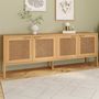 Voir la diapositive 2 : ID MARKET Buffet bas 160 cm EDHEN 4 portes bois et cannage